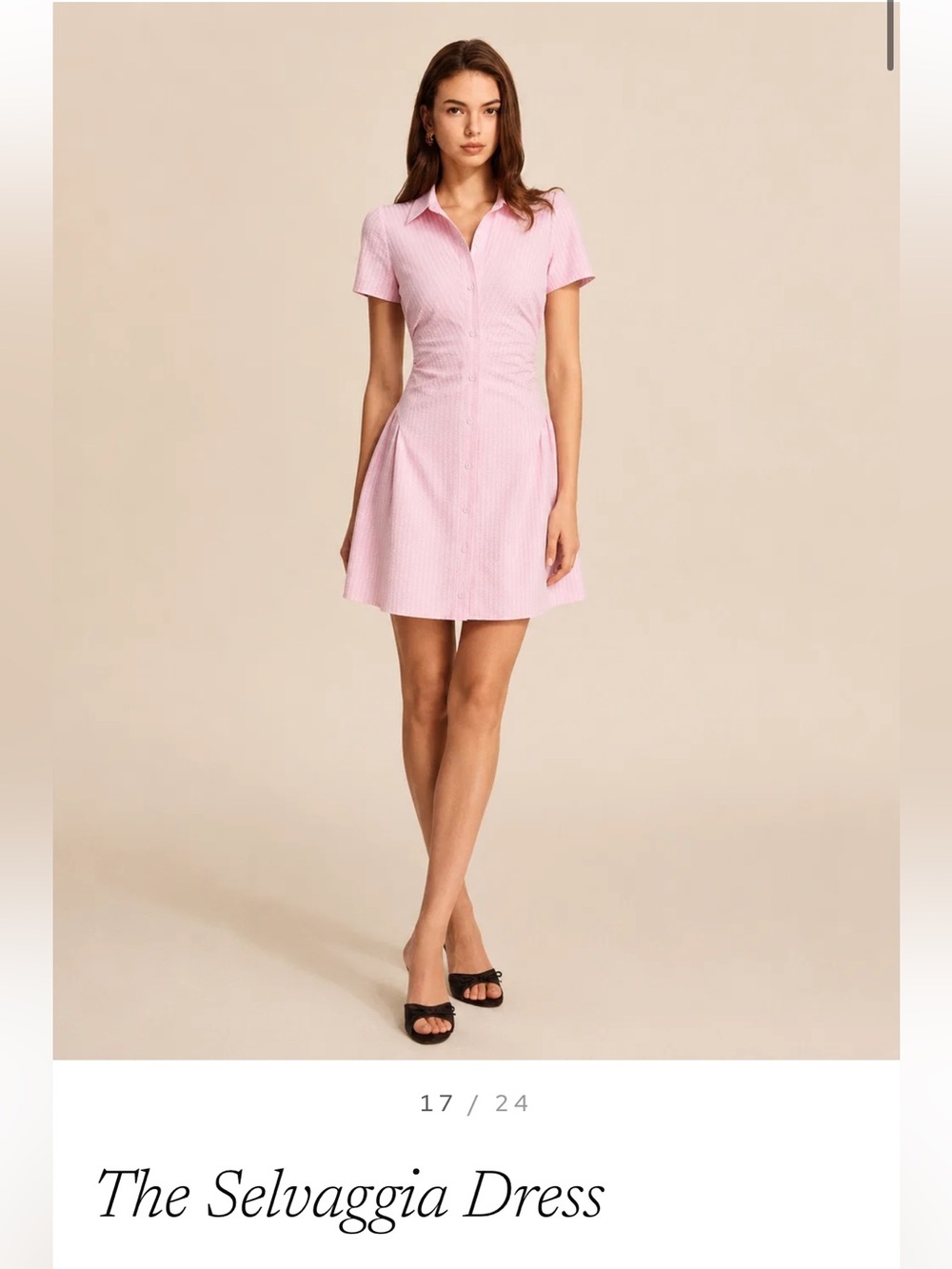 The Selvaggia Seersucker Dress - Pink Shirt Dress